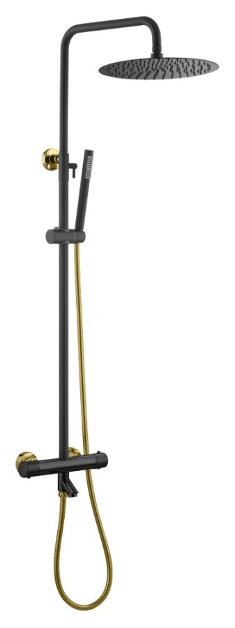 Душевая стойка Boheme Uno с термостатом Черный / Золото 468-T-BG