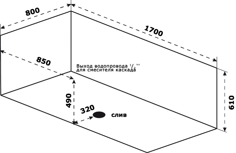 BAS Венеция 170 80 см ванна из литого мрамора черная ВА00005