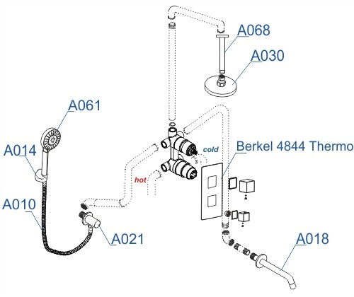 WasserKRAFT A174868 Thermo душевая система скрытый монтаж термостат хром