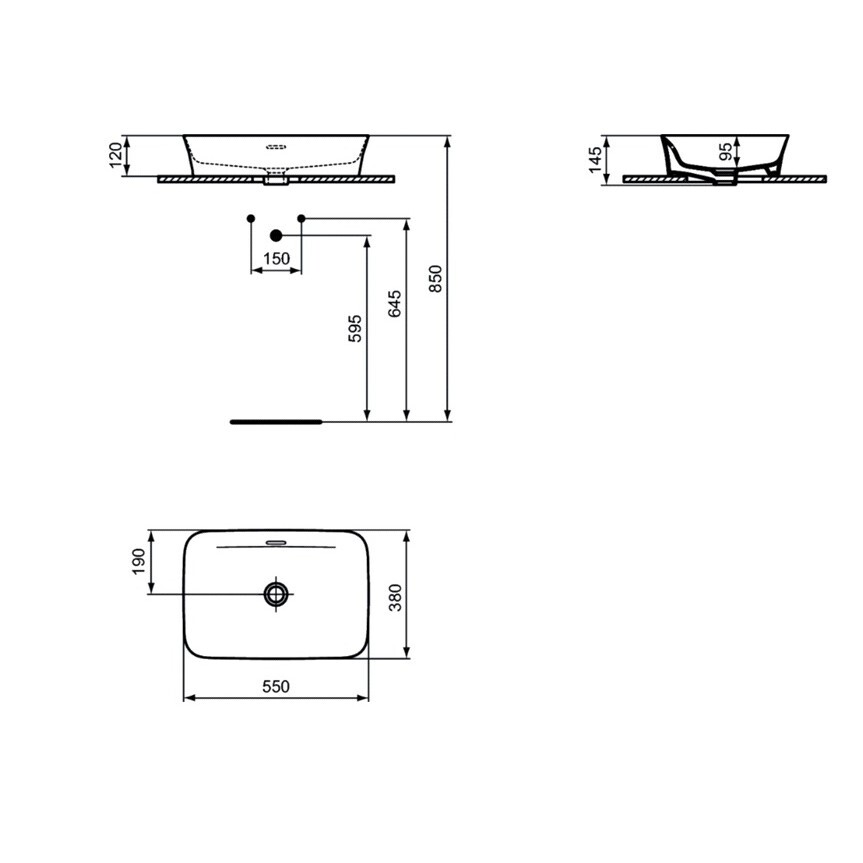 Ideal Standard Ipalyss E139201 умывальник накладной 55 см