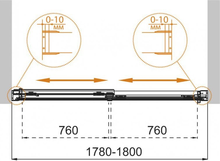 Cezares TANDEM-SOFT-VF-2-180/145-P-Cr 180*145 шторка на ванну