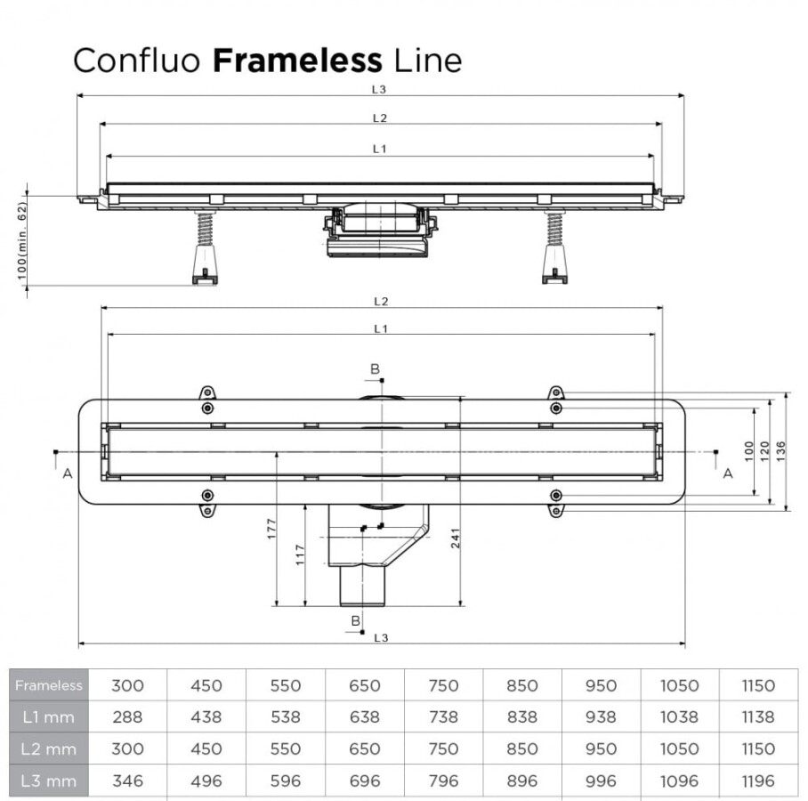 Pestan Confluo Frameless Line 950 Black Glass 13701207 Душевой лоток 950 мм