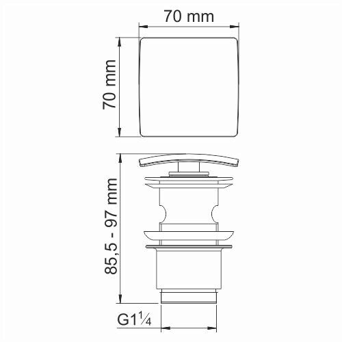 WasserKRAFT A167 донный клапан Push-up оружейная сталь