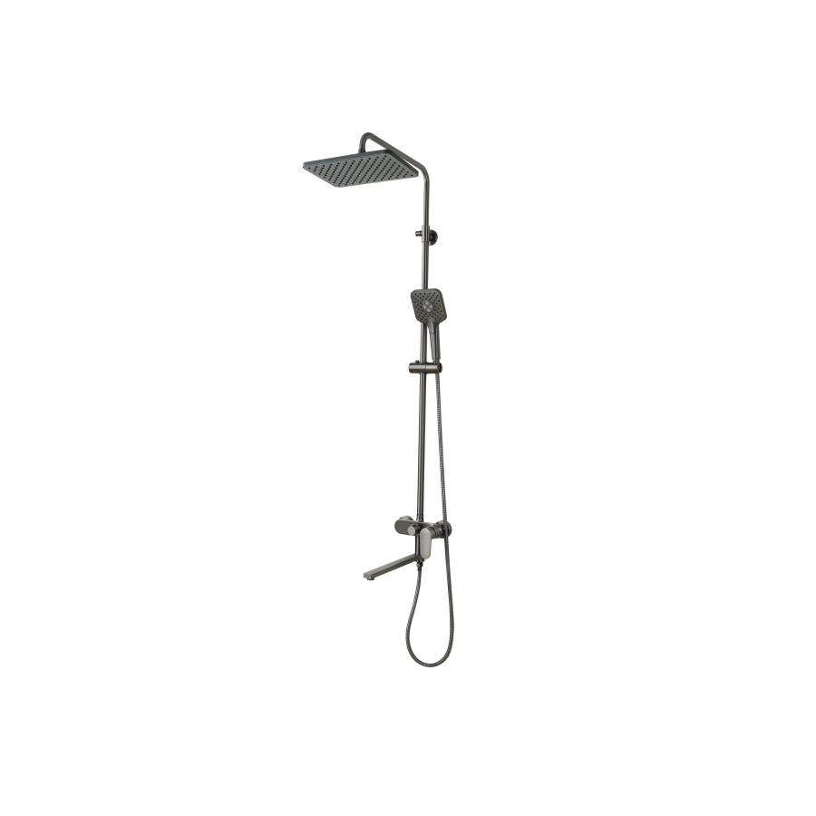 Душевая система 3 jet, смеситель для ванны с длинным изливом, Ника AQ2840BGM, оружейная сталь