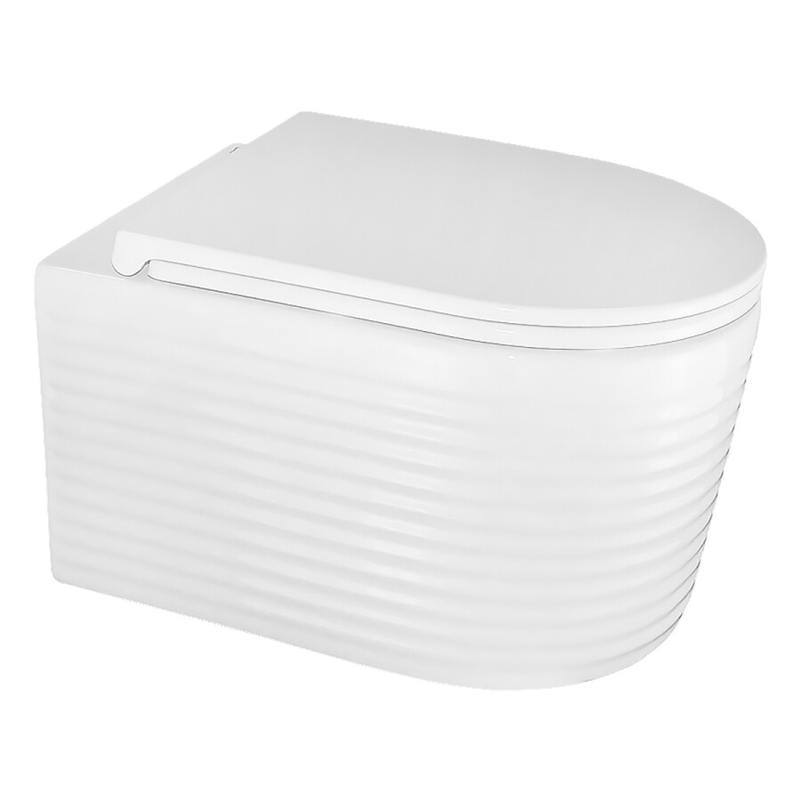 Унитаз подвесной Azario LUZIO 365х495х360 безободковый, рельефный, слив "Скрытое Торнадо", с быстросъемным сиденьем "Микролифт" AZ-098-UQ