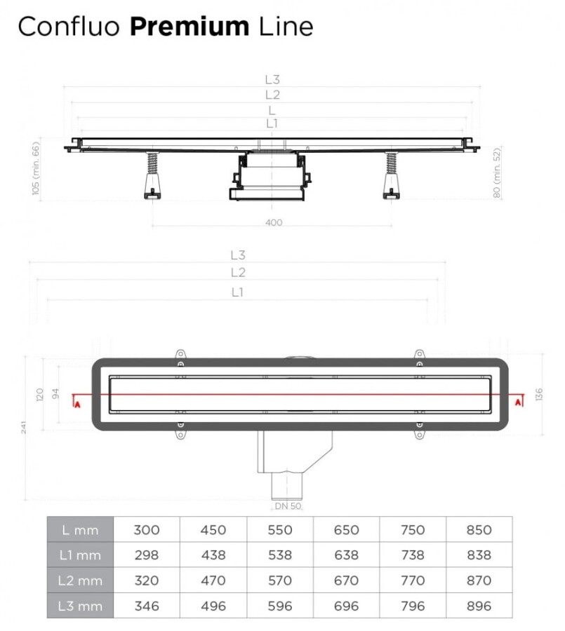 Pestan Confluo Premium Line 750 13100005 Душевой лоток 750 мм