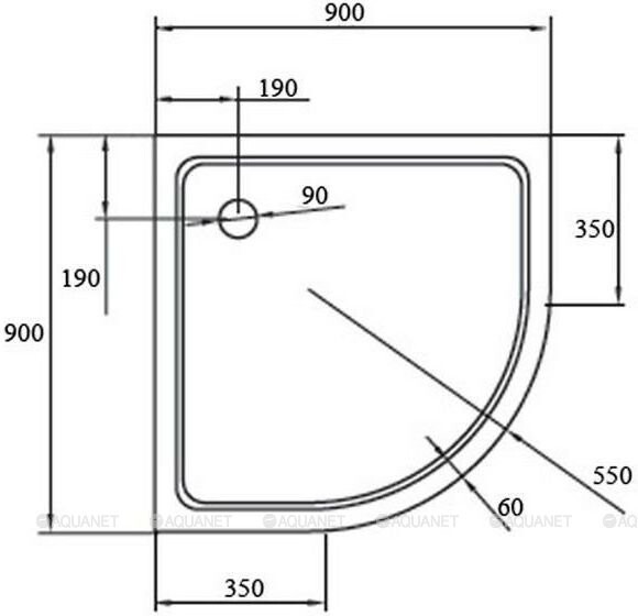 Cezares TRAY-A-R-90-550-15-W-W0 душевой поддон акриловый 90*90*15