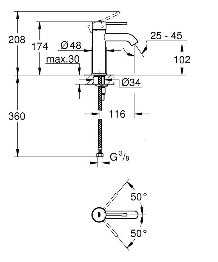 Grohe Essence New 23590GN1 смеситель для раковины 28 мм