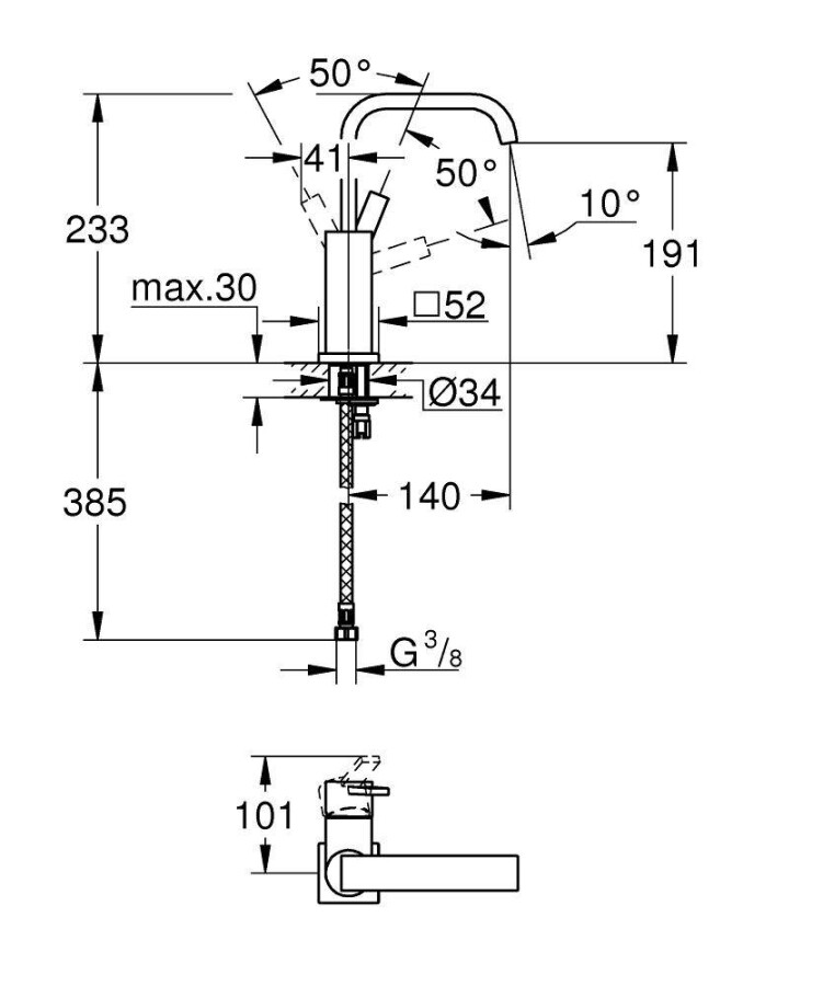 Grohe Allure 23076000 смеситель для раковины 28 мм