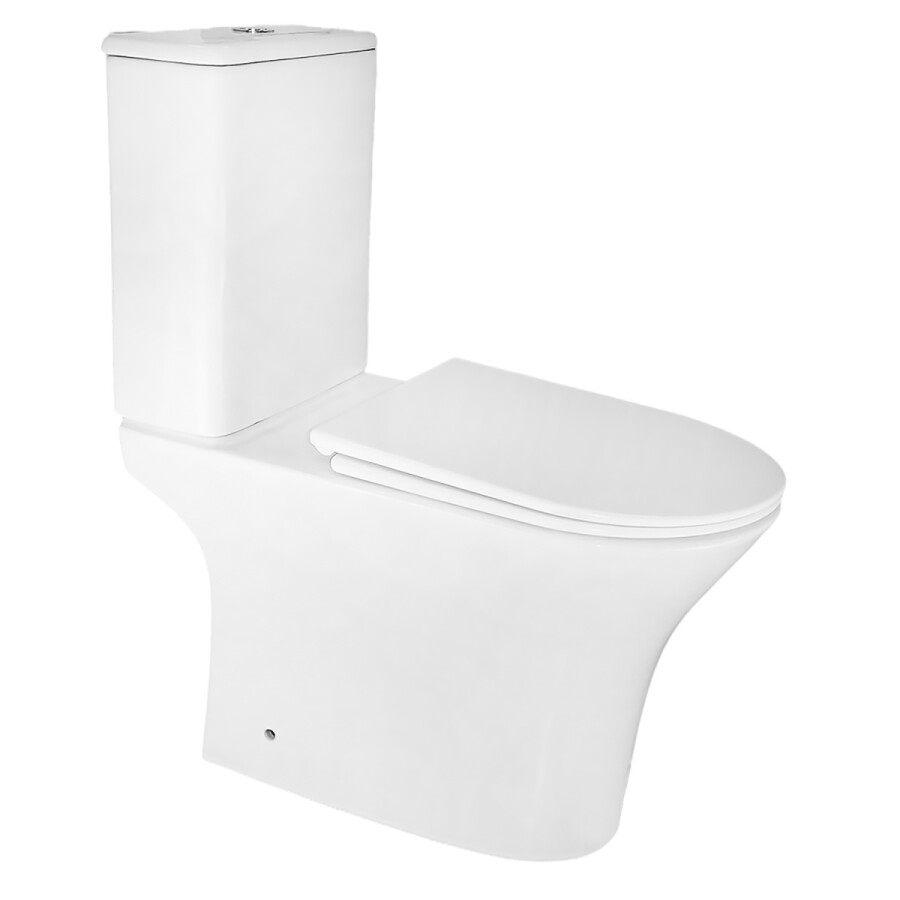 Унитаз напольный Azario FRETTA ROUND 650x340x790 безободковый, в комплекте прямым сиденьем микролифт AZ-7121A