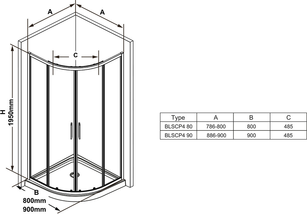 Ravak Blix Slim BLSCP4-90 X3BM70C00Z1 душевое ограждение 90*90*195