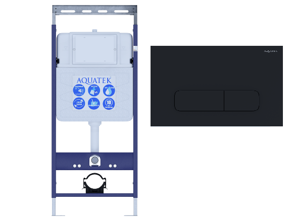 Aquatek EasyFix 50 INS-0000010 инсталляция для унитаза + кнопка KDI-0000017 черная матовая