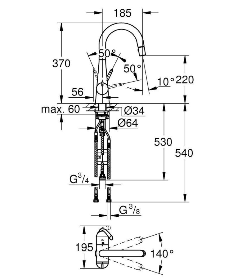 Grohe Zedra 31203000 смеситель для кухни хром