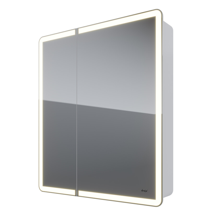 Dreja шкаф зеркальный подвесной Point 70 см с подсветкой белый 99.9033