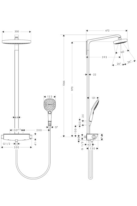 Hansgrohe Raindance Select E 300 2jet 27128000 Душевая система без излива