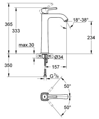 Grohe Grandera 23313IG0 смеситель для раковины 28 мм