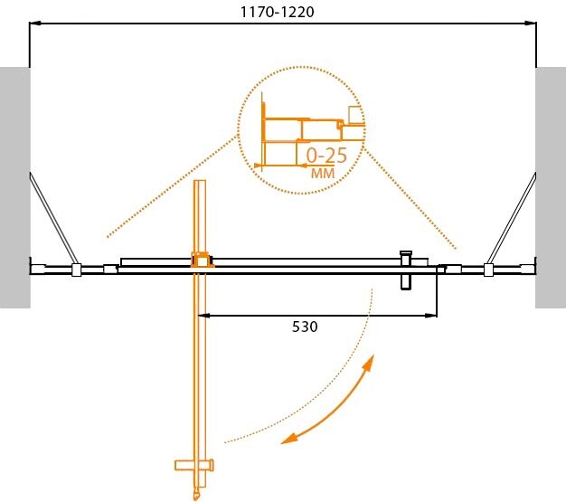 Cezares MOLVENO-BA-12-80+40-C-Cr-IV душевые двери 120*195