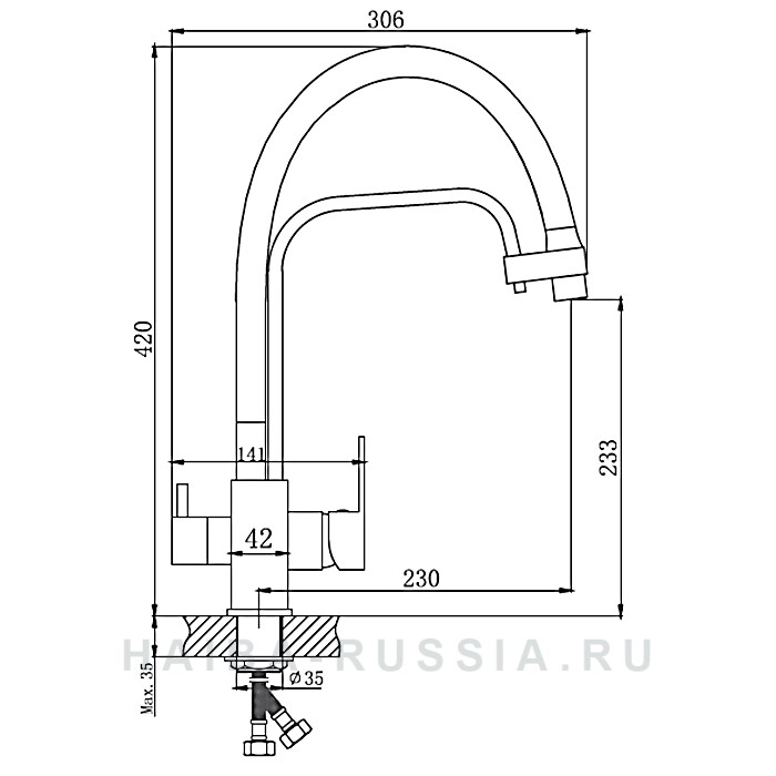 Haiba HB76857 смеситель для кухни черный