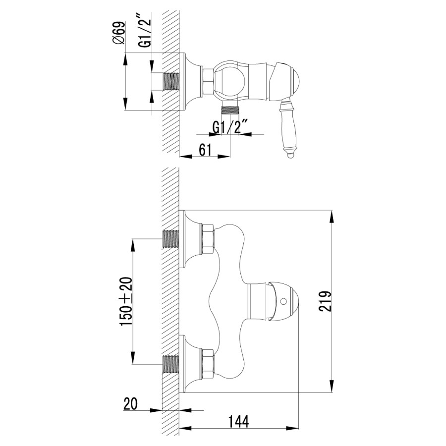 Lemark LM4803B Villa смеситель для душа бронза