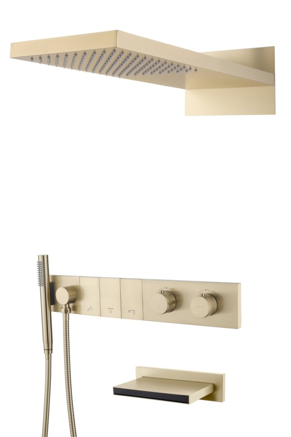 Душевая система трехпозиционная с термостатом и изливом Boheme Zodiac Золото матовый 133-2-MG