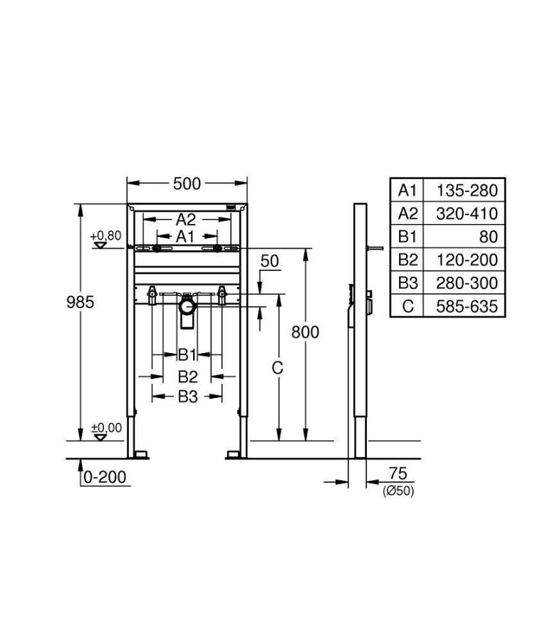 Grohe Rapid SL 38541000 инсталляция для раковины