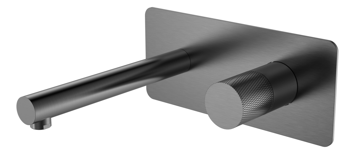 Смеситель для раковины из стены Boheme Stick ручка Touch Gun Metal 125-GM.2