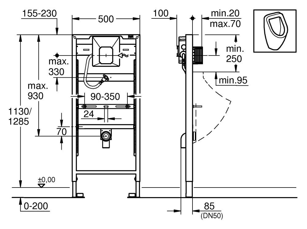 Grohe Rapid SL 38786001 инсталляция для писсуара