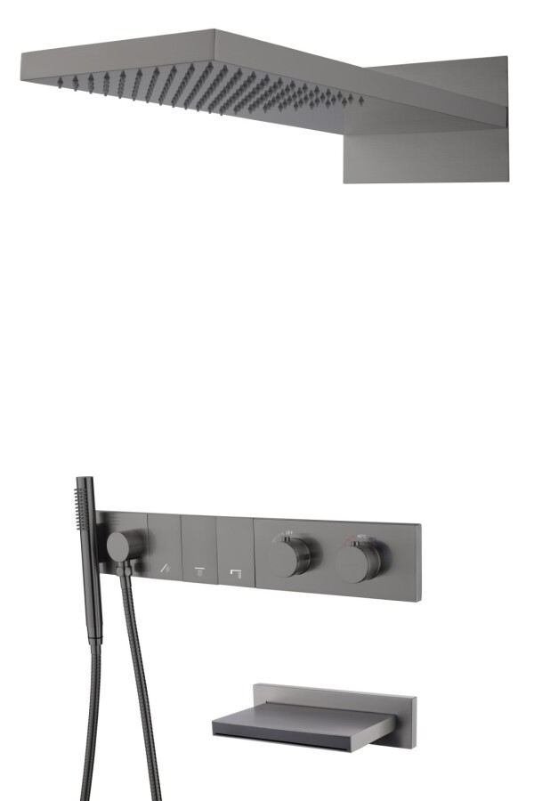 Душевая система трехпозиционная с термостатом и изливом Boheme Zodiac Gun Metal 133-2-GM