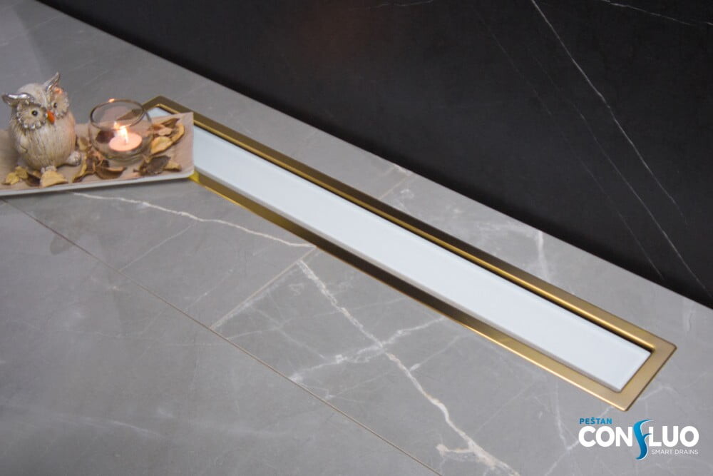 Pestan Confluo Premium White Glass Line 750 Gold 13100123 Душевой лоток 750 мм