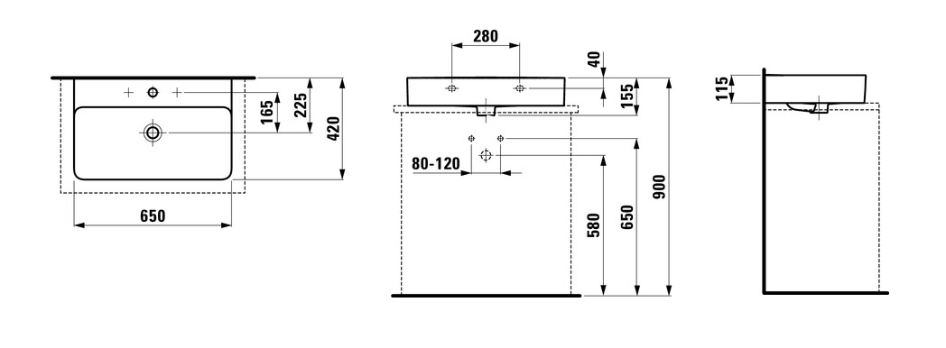 Laufen Val раковина 65 см с отверстием 8162840001041