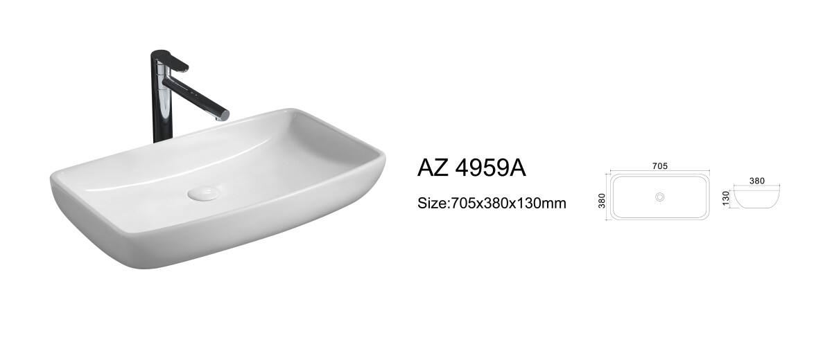 Azario AZ-4959A раковина накладная 70,5*38*13 см