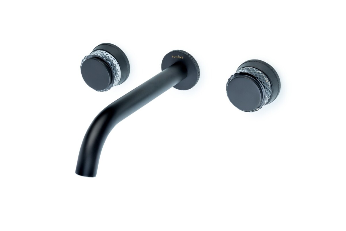 Смеситель для раковины из стены Boheme Aura Black на 3 отв. 152-2-B-A