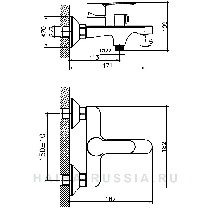 Смеситель для ванны HB60557-8 белый хром