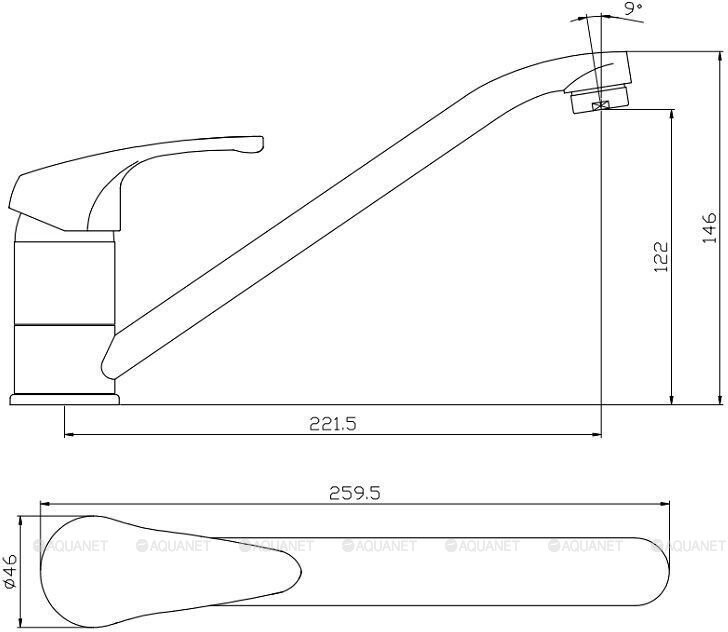 Aquanet Practic AF100-40С смеситель для кухни хром