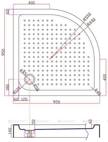 Cezares TRAY-A-R-95-550-15-W душевой поддон акриловый 95*95*15