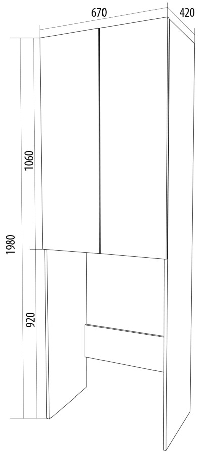 1 Marka шкаф Wall Classic 67 2д Белый глянец напольный У79534