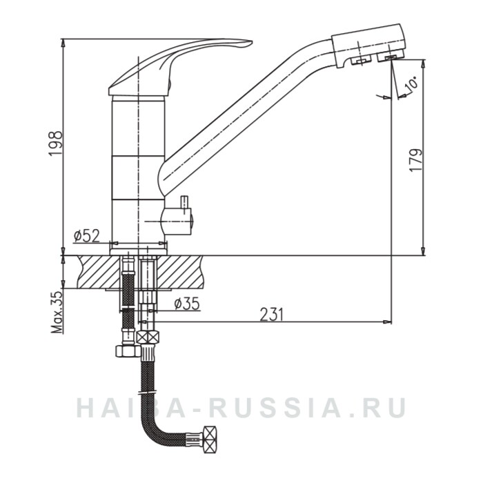 Haiba HB4321 смеситель для кухни хром