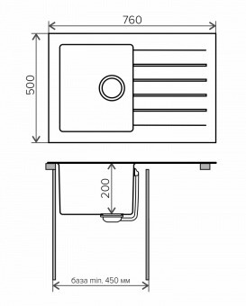 Tolero Twist TTS-760 76 50 см мойка для кухни черный