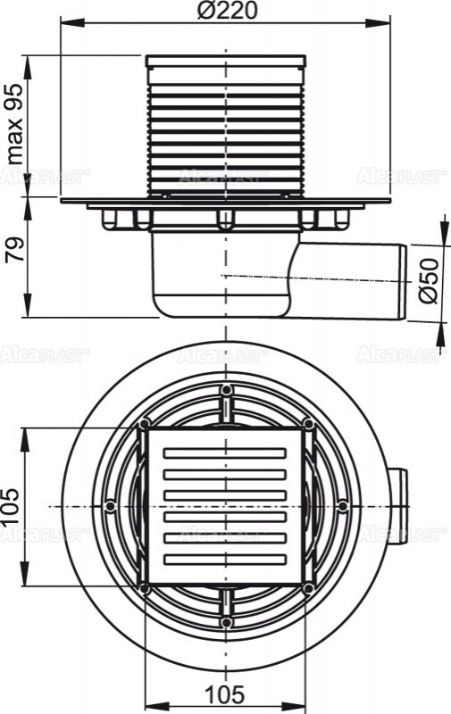 Alca Plast APV103 Душевой трап 105*105 мм