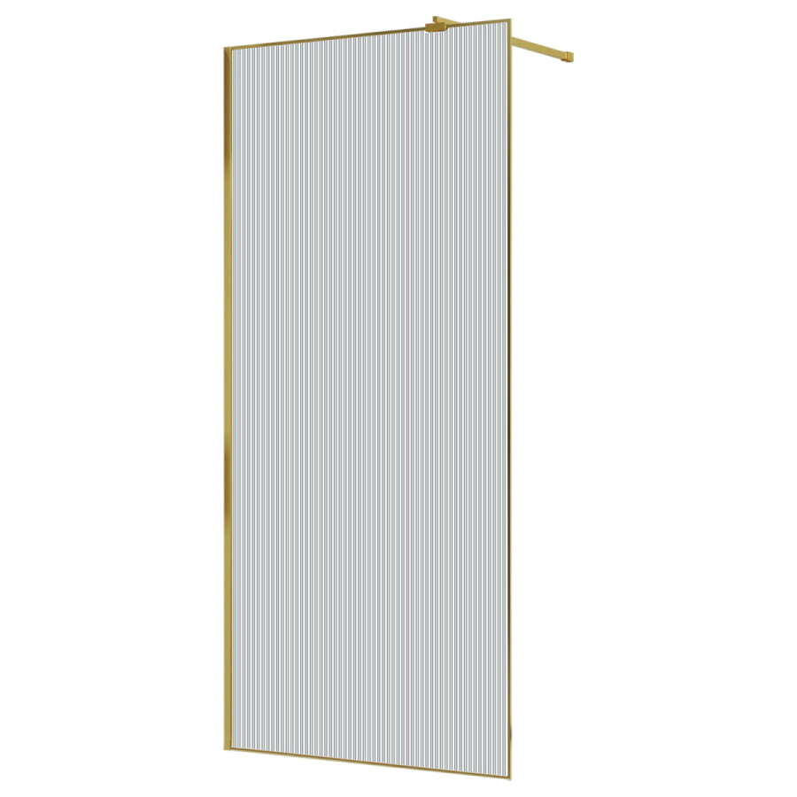 Душевая перегородка Azario Walk-in 1200x1950 в рамке, рифленое стекло, толщина стекла 8 мм, профиль брашированное золото AZ-271-120-BGL-CRF