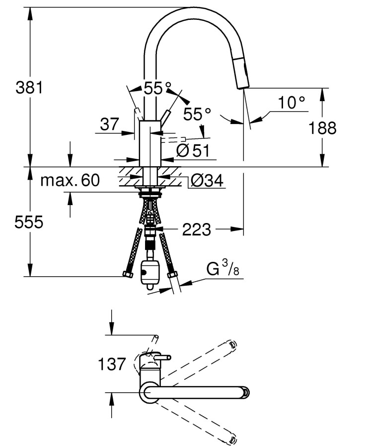 Grohe Concetto 31483002 смеситель для кухни хром