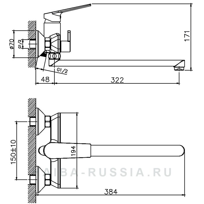 Смеситель для ванны HB22533-3 графит