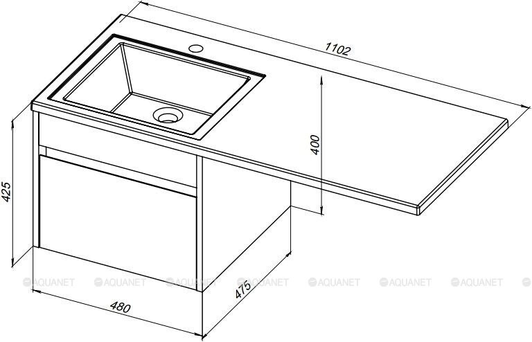 Aquanet Токио 110 L тумба с раковиной подвесная белый 00239208