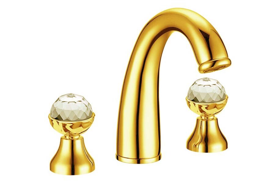 Смеситель для раковины на 3отв. Boheme Imperiale Presente Золото с кристаллом Swarovski 337