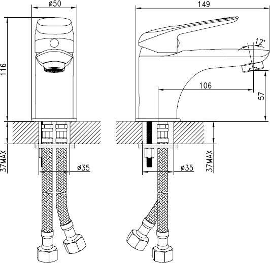 Iddis Male MALSB00i01 смеситель для раковины 35 мм