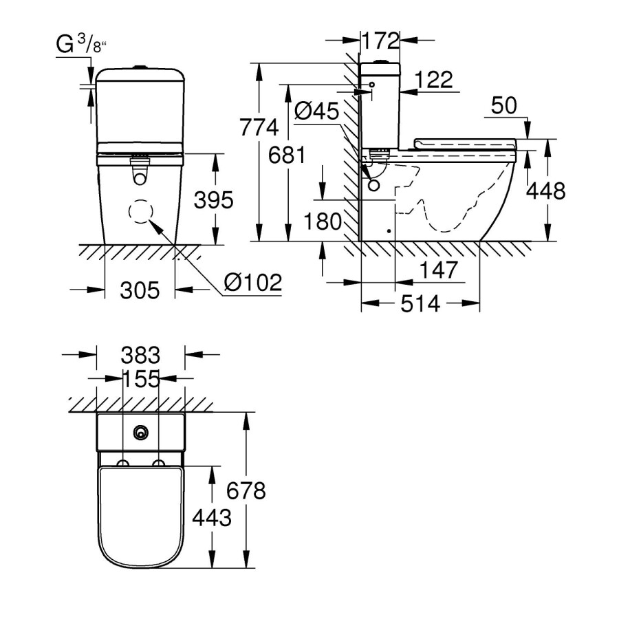 Grohe Euro Ceramic 39462000 унитаз напольный