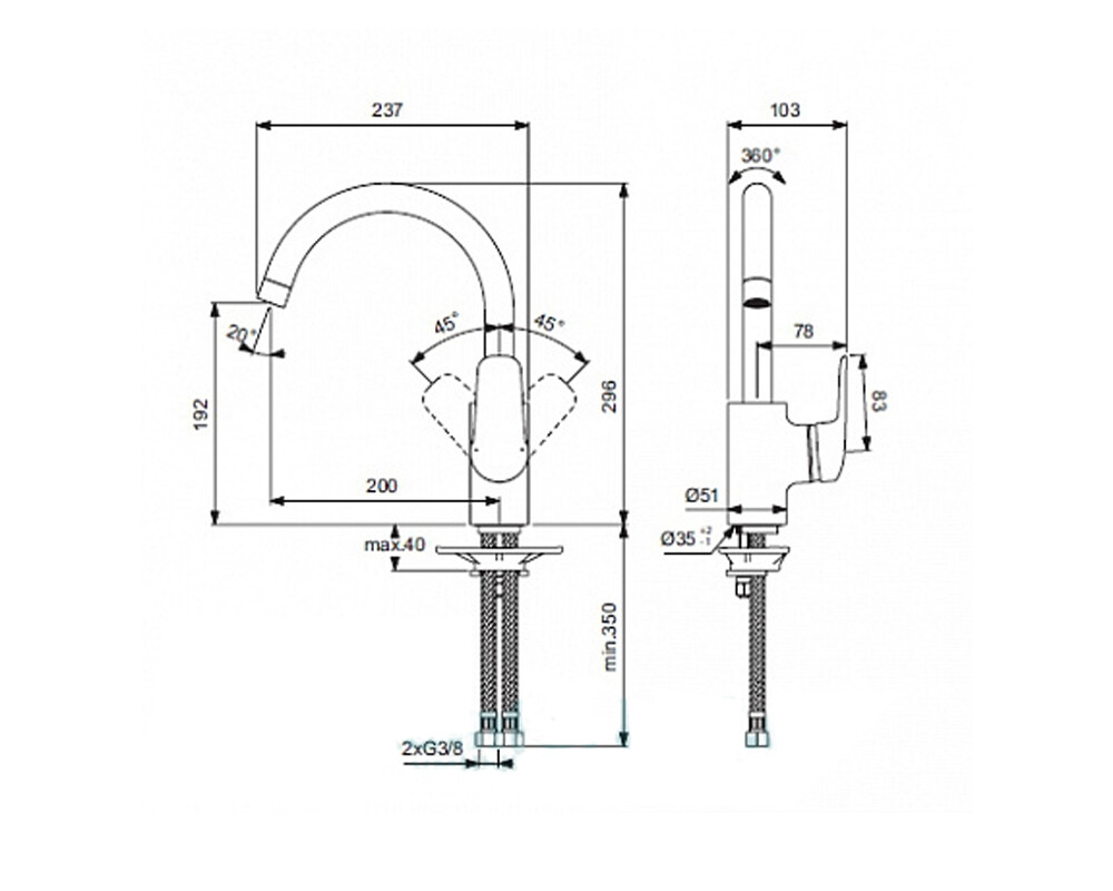 Ideal Standard Ceraflex B1727AA смеситель для кухни хром