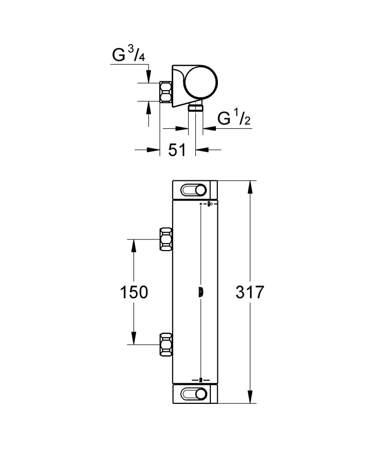 Grohe Grohtherm 2000 NEW 34170001 смеситель для душа хром