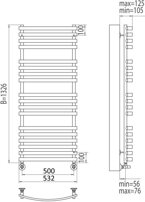 Terminus Капри П18 полотенцесушитель водяной 500*1326