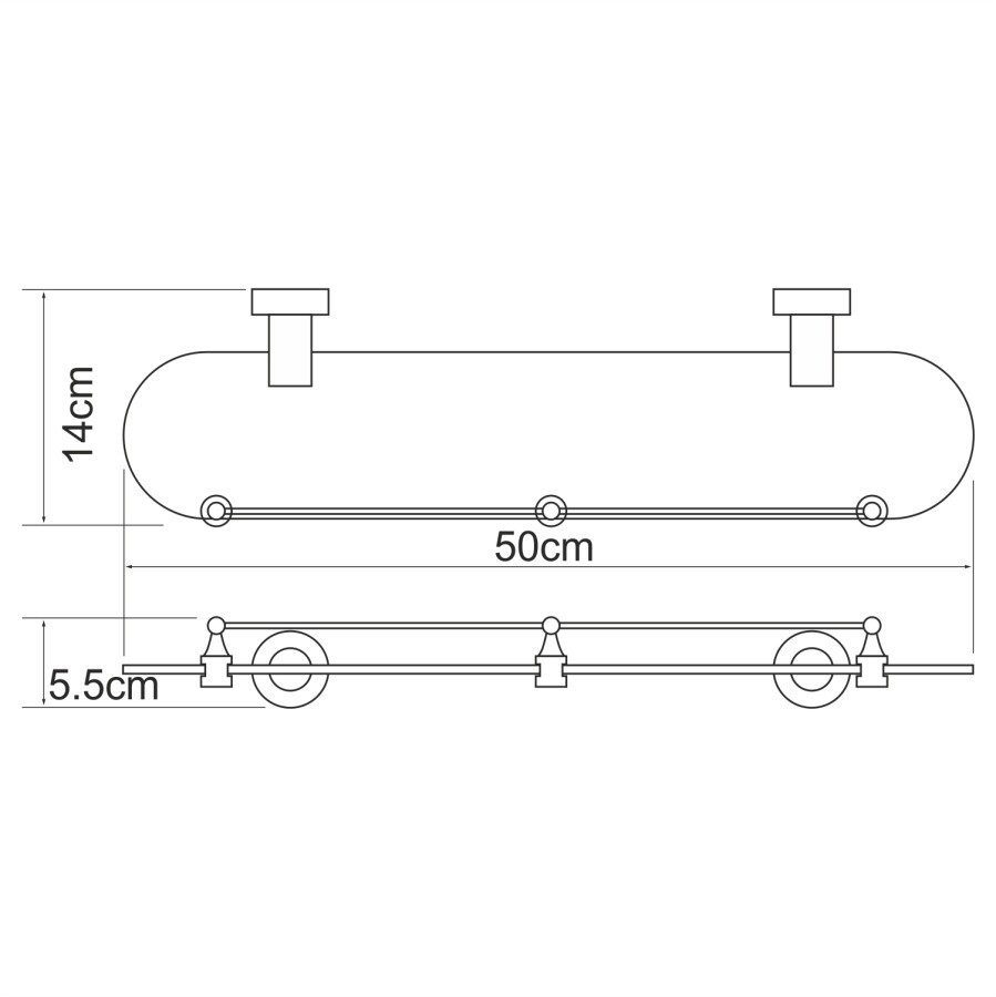 WasserKRAFT Donau K-9444 Полка стеклянная хром